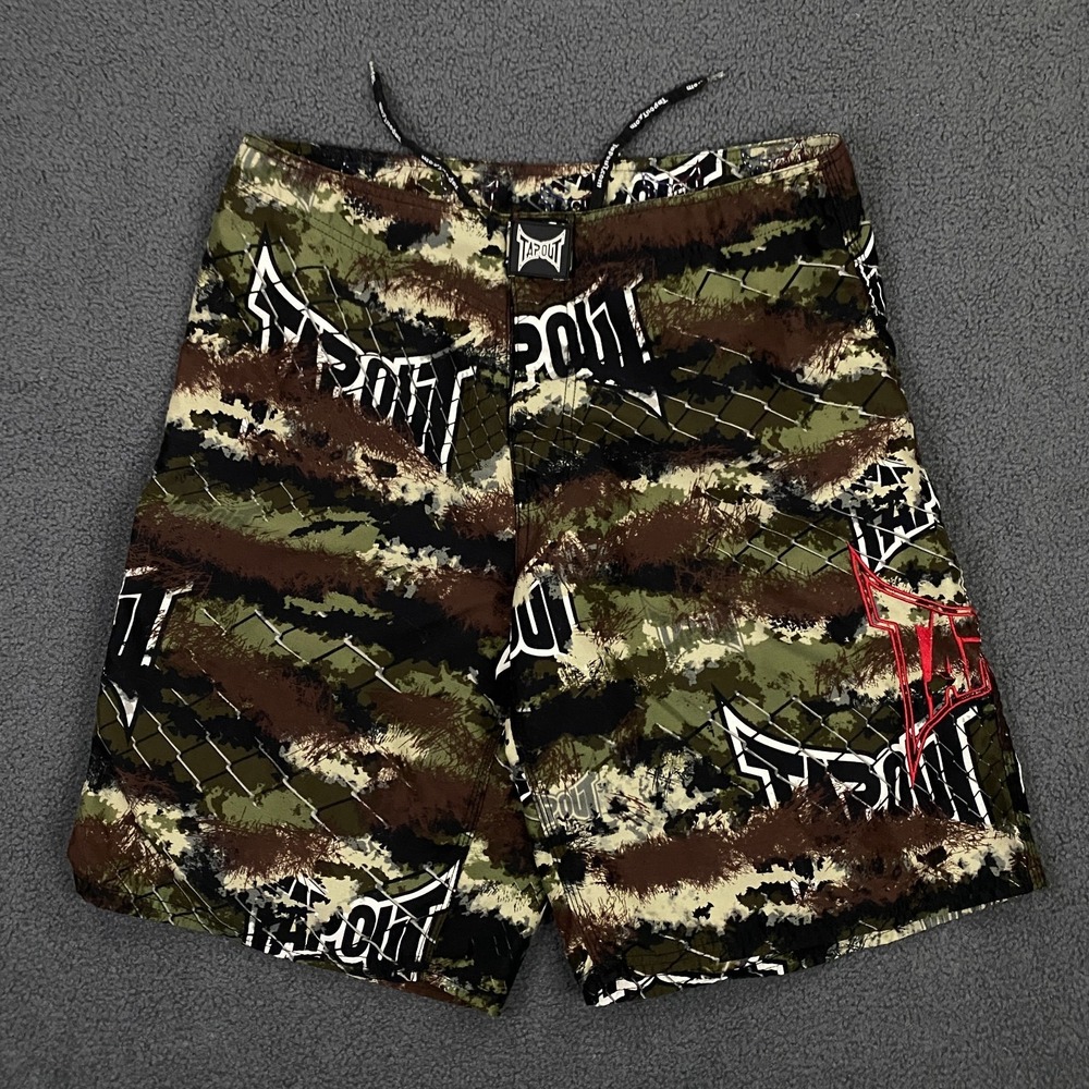 TapOut Board Shorts FITS 32 Camo Cage Octagon MMA Y2K Fight Swim Trunks Beach